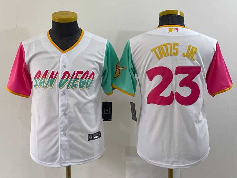 Youth San Diego Padres #23 Fernando Tatis Jr White 2022 City Connect Cool Base Stitched Jersey,We sell and wholesale Youth San Diego Padres #23 Fernando Tatis Jr White 2022 City Connect Cool Base Stitched Jersey on line form chian!